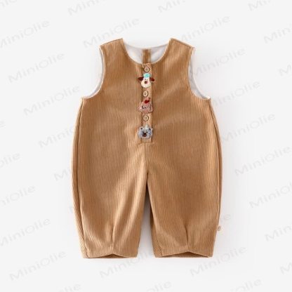 Baby Animal Patch Corduroy Overalls - Brown - 5-7T - image 5
