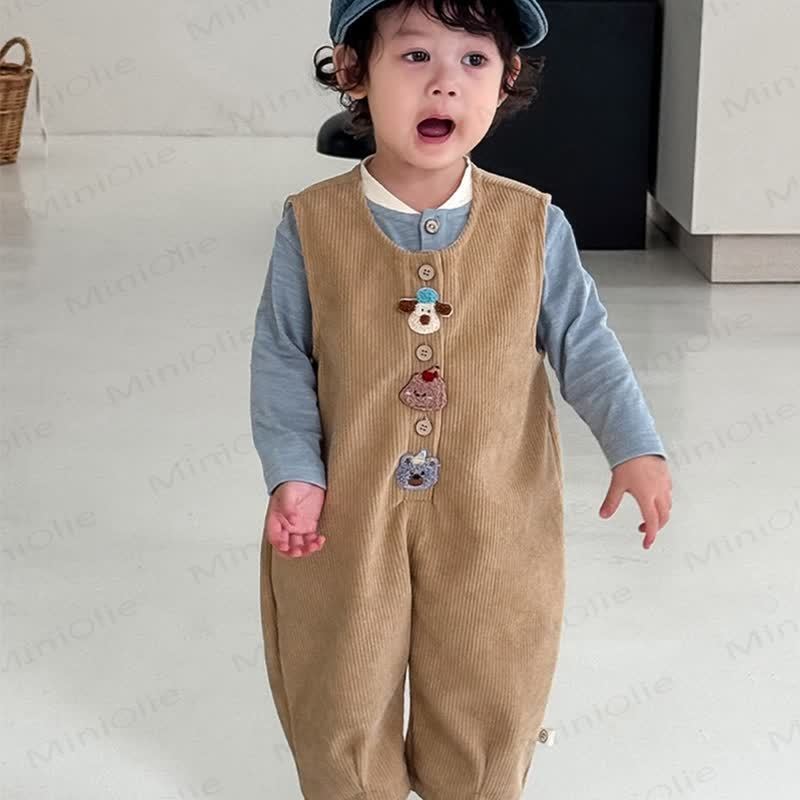 Baby Animal Patch Corduroy Overalls - image 2