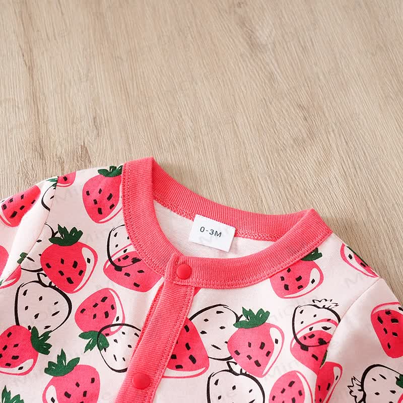 Baby Strawberry Pink Foot-covering Romper - image 3