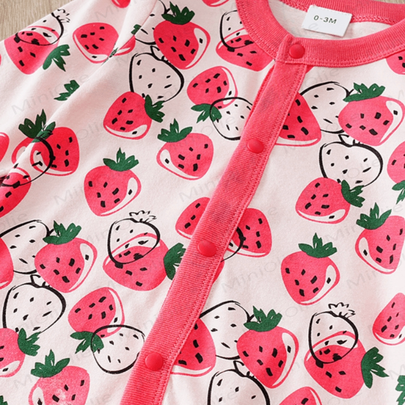 Baby Strawberry Pink Foot-covering Romper - image 4