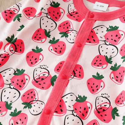 Baby Strawberry Pink Foot-covering Romper - image 4