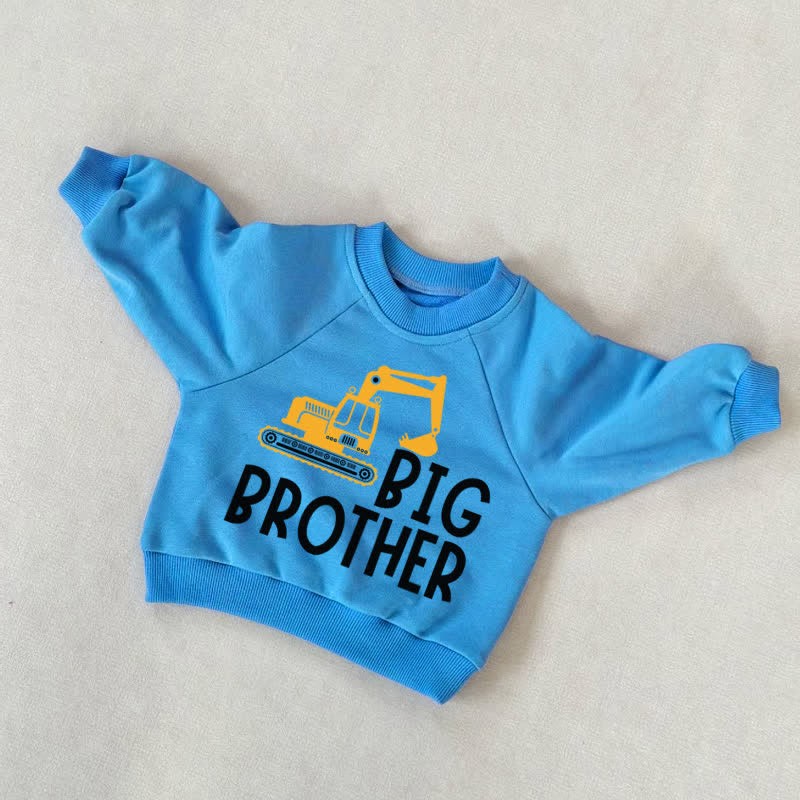BIG/LITTLE BROTHER Baby Toddler Excavator Blue Sweatshirt - Big Brother - 3-5T - image 1