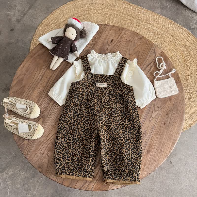 Baby Leopard Overalls or Beige Top - image 1
