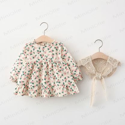 Baby Toddler Floral Dress with Shawl - image 3