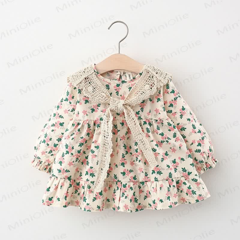 Baby Toddler Floral Dress with Shawl - Pink - 3-5T - image 1