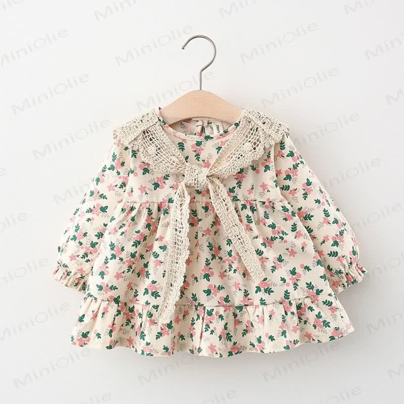 Baby Toddler Floral Dress with Shawl - Pink - 3-5T - image 1