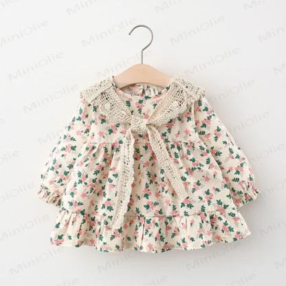 Baby Toddler Floral Dress with Shawl - Pink - 3-5T - image 1