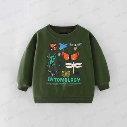 ENTOMOLOGY Kid Boy Various Insects Sweatshirt - Dark Green - 8Y - image 1