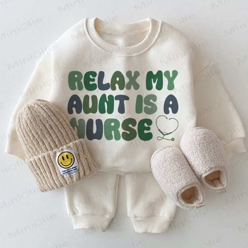 RELAX MY AUNT IS A NURSE Baby 2-piece White Set - White - 2-3T - image 1