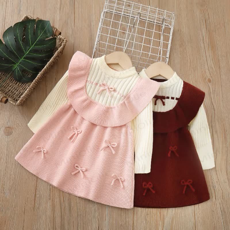 Toddler Girl Bows Knitted Dress - image 2