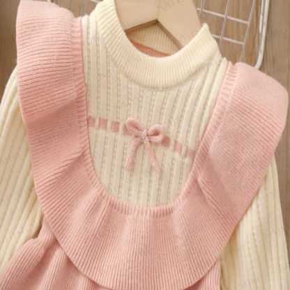 Toddler Girl Bows Knitted Dress - image 5