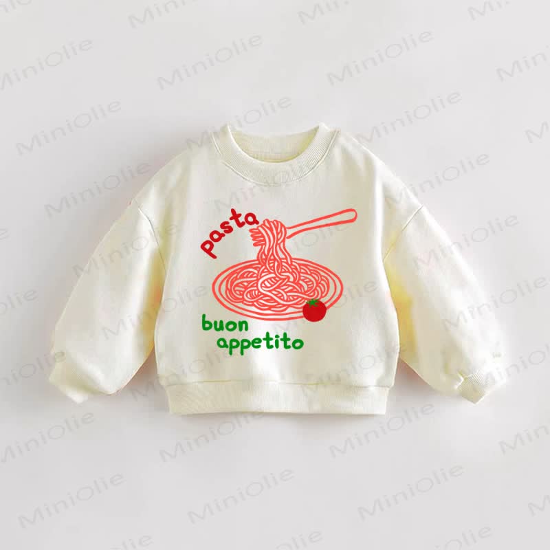 PASTA BUON APPETITO Baby Toddler Sweatshirt - Cream - 3-5T - image 1
