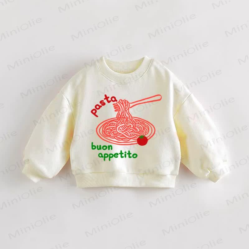 PASTA BUON APPETITO Baby Toddler Sweatshirt - Cream - 3-5T - image 1