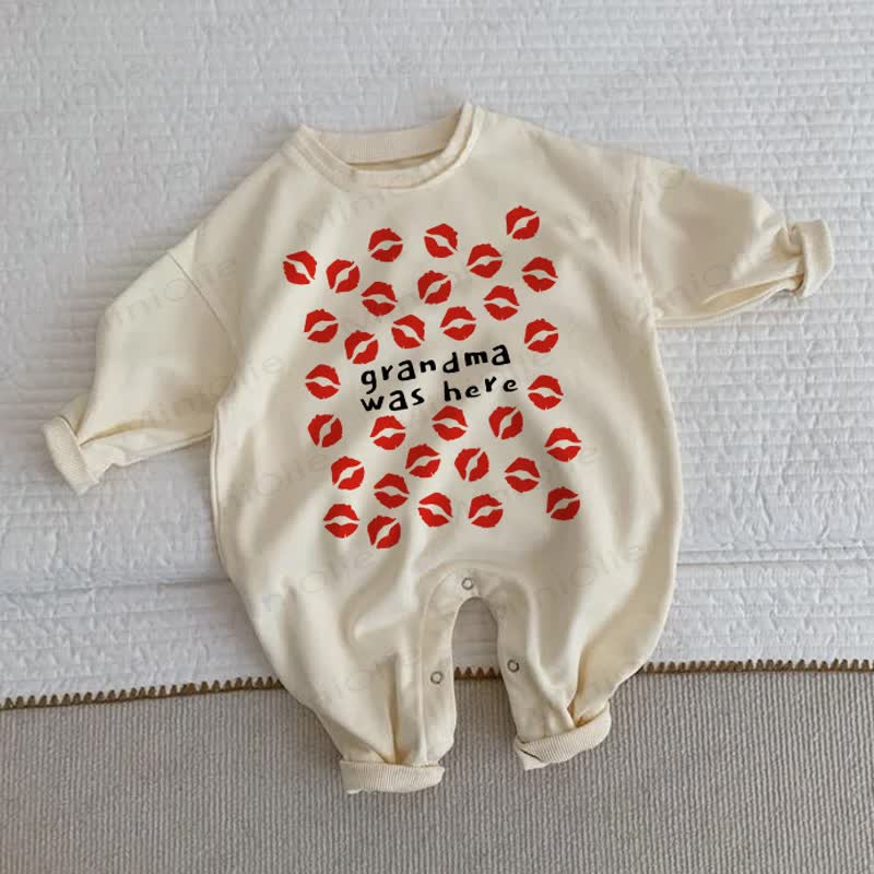 GRANDMA WAS HERE Baby Beige Romper - Beige - 2-3T - image 1