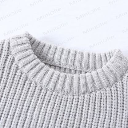 Kid Solid Color Crew Neck Knitted Sweater - image 12