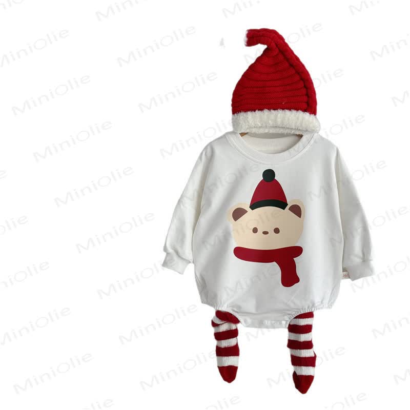 Baby Christmas Bear Bodysuit/Socks/Hat - image 3