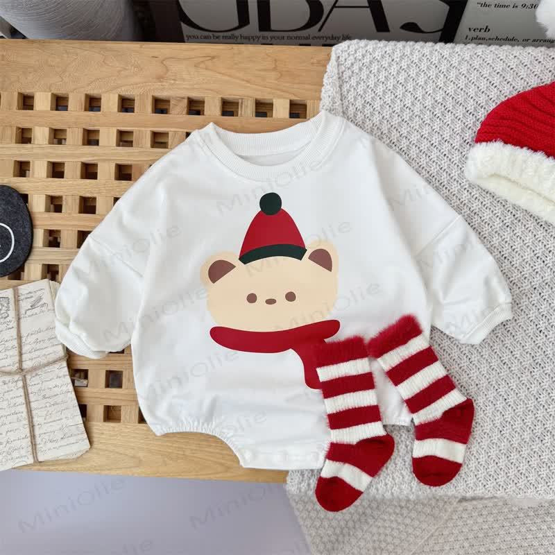 Baby Christmas Bear Bodysuit/Socks/Hat - image 1