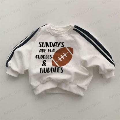 SUNDAYS ARE FOR CUDDLES & HUDDLES Baby Football Striped Side White Sweatshirt - White - 2-3T - image 1