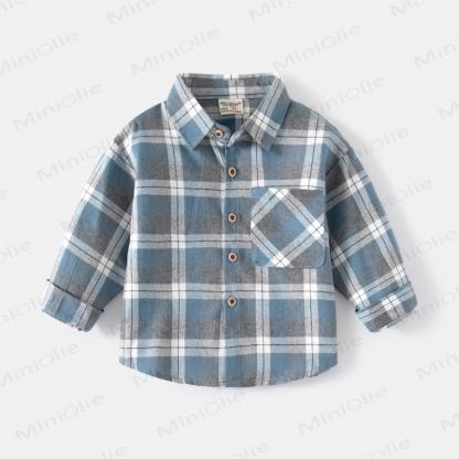 Kid Boy Vintage Plaid Shirt - Blue - 8Y - image 10