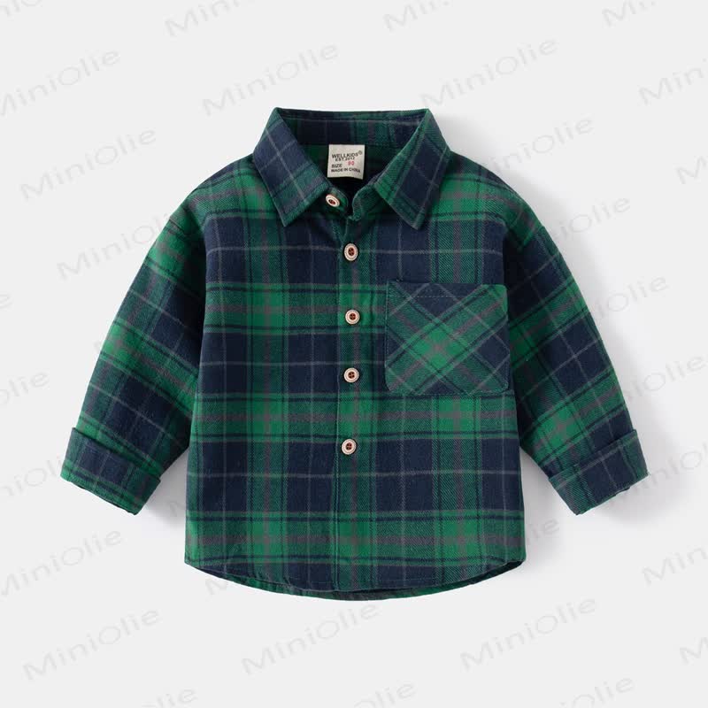 Kid Boy Vintage Plaid Shirt - Green - 8Y - image 3