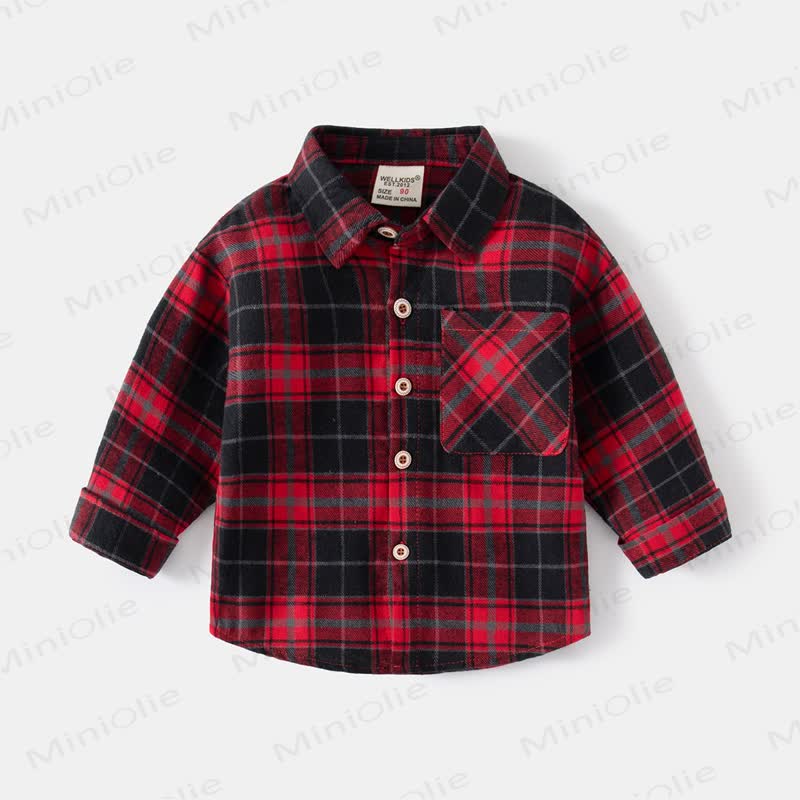 Kid Boy Vintage Plaid Shirt - Red - 8Y - image 2