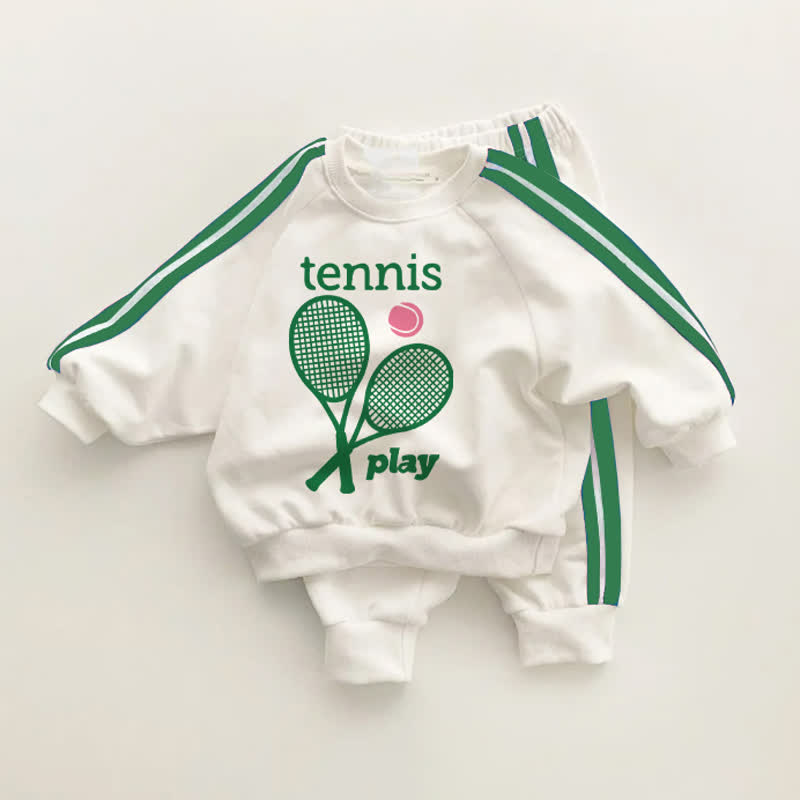 TENNIS PLAY Baby Toddler Green Striped 2-piece Set - White&Green - 3-5T - image 1