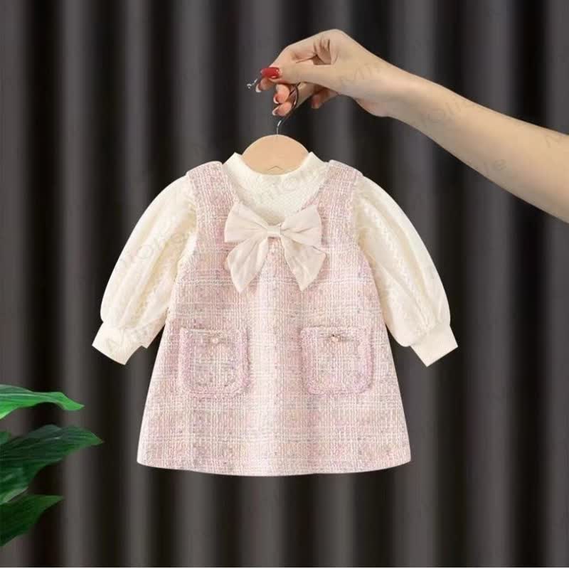 Baby Toddler Bow Pocket Fake 2pcs Dress - image 2