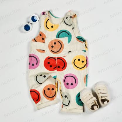 Baby Toddler Colorful Smiley Face Corduroy Overalls  - image 2