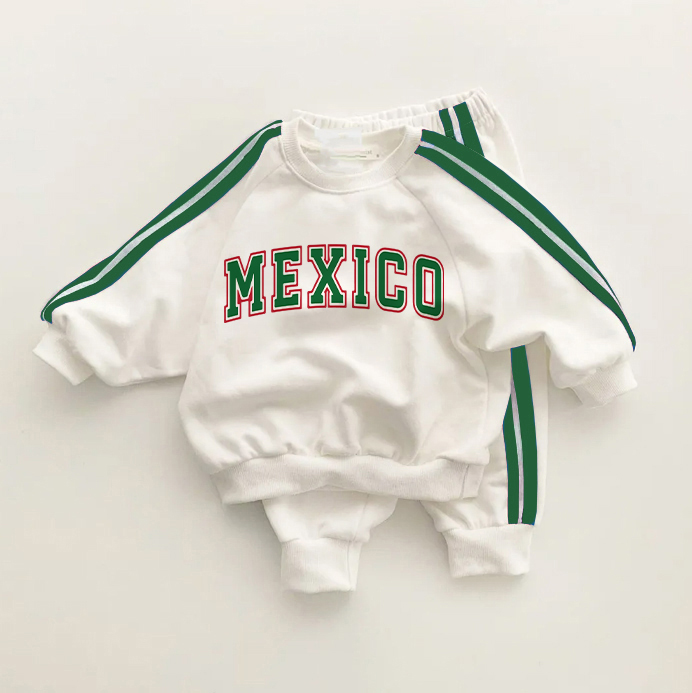 MEXICO Baby Toddler Green Striped 2-piece Set - White&Green - 3-5T - image 1
