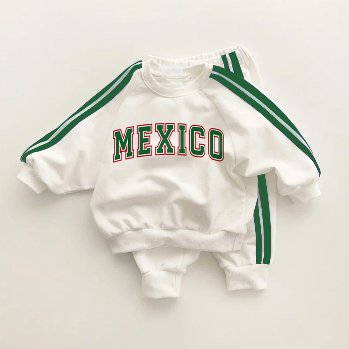 MEXICO Baby Toddler Green Striped 2-piece Set - White&Green - 3-5T - image 1