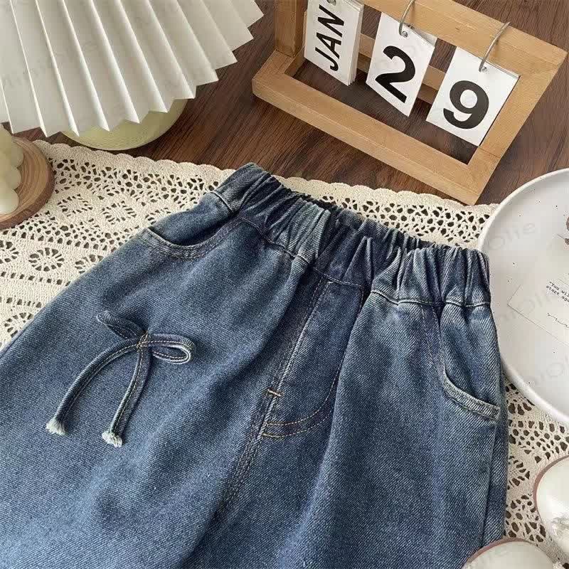 Baby Toddler Girl Bow Denim Loose Pants - image 2