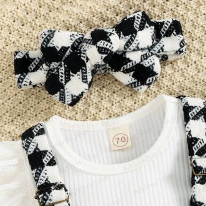 Baby Black White Plaid Suspender Skirt 2-piece Set - image 4