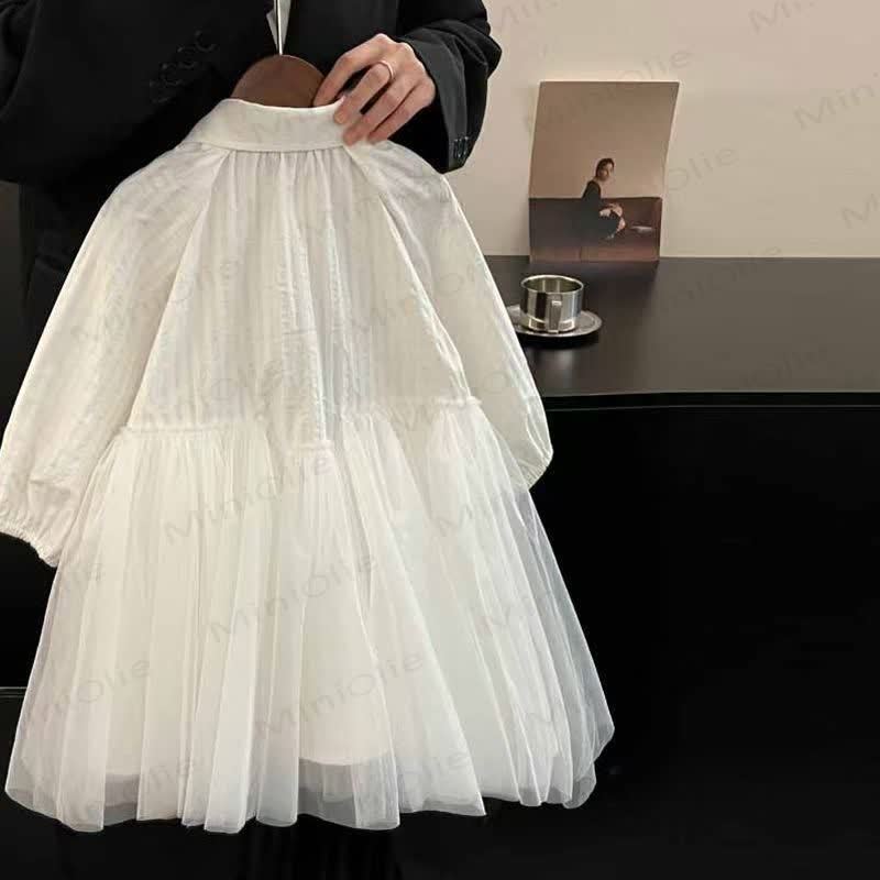 Baby Toddler Girl Solid Color White Mesh Shirt Dress - image 2