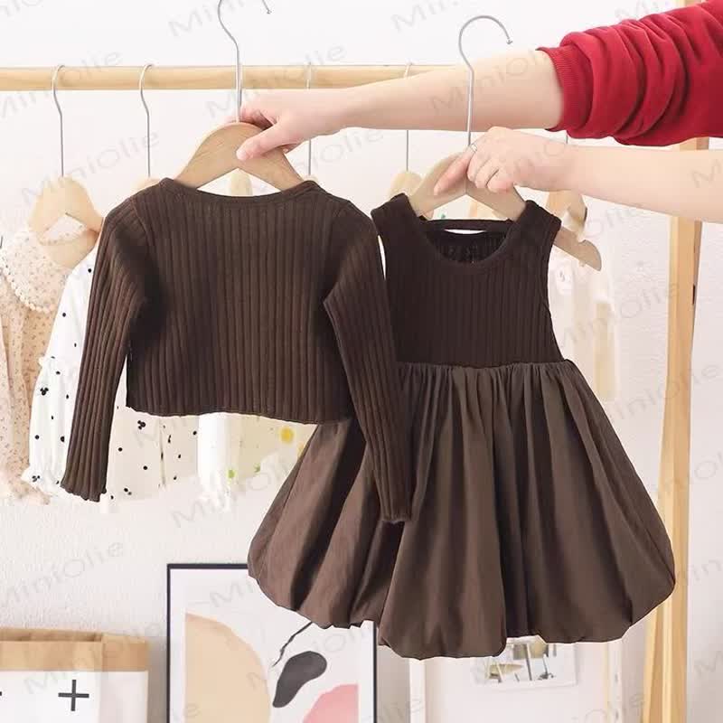 Baby Toddler Girl Solid Color Coffee Sleeveless Dress - image 2