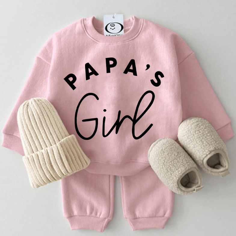 PAPA'S GIRL Bab Sweatshirt 2-piece Pink Set - Pink - 2-3T - image 1