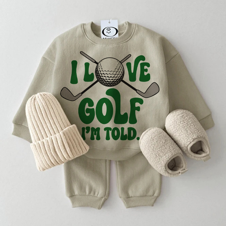 I LOVE GOLF I'M TOLD. Baby 2-piece Grey Green Set - Grey Green - 2-3T - image 1