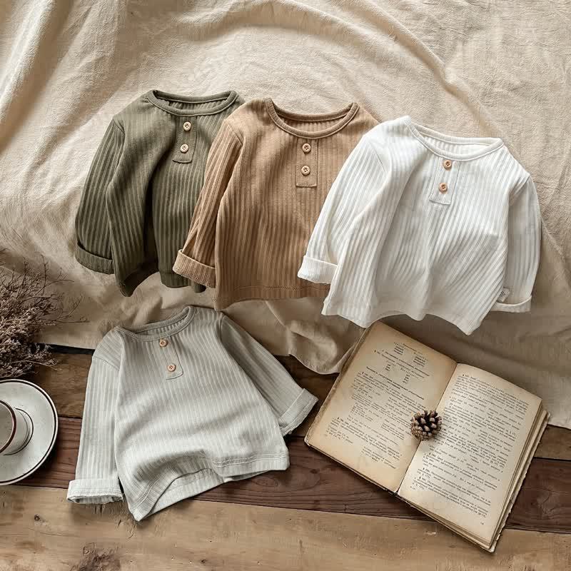 Baby Toddler Ribbed Solid Color T-Shirt - image 2