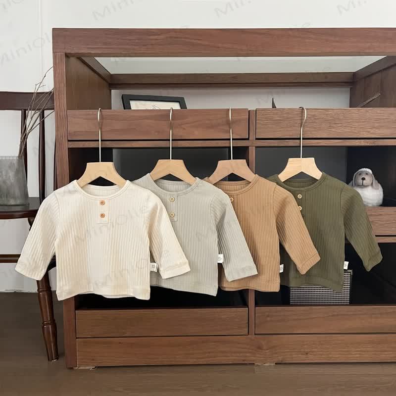 Baby Toddler Ribbed Solid Color T-Shirt - image 1