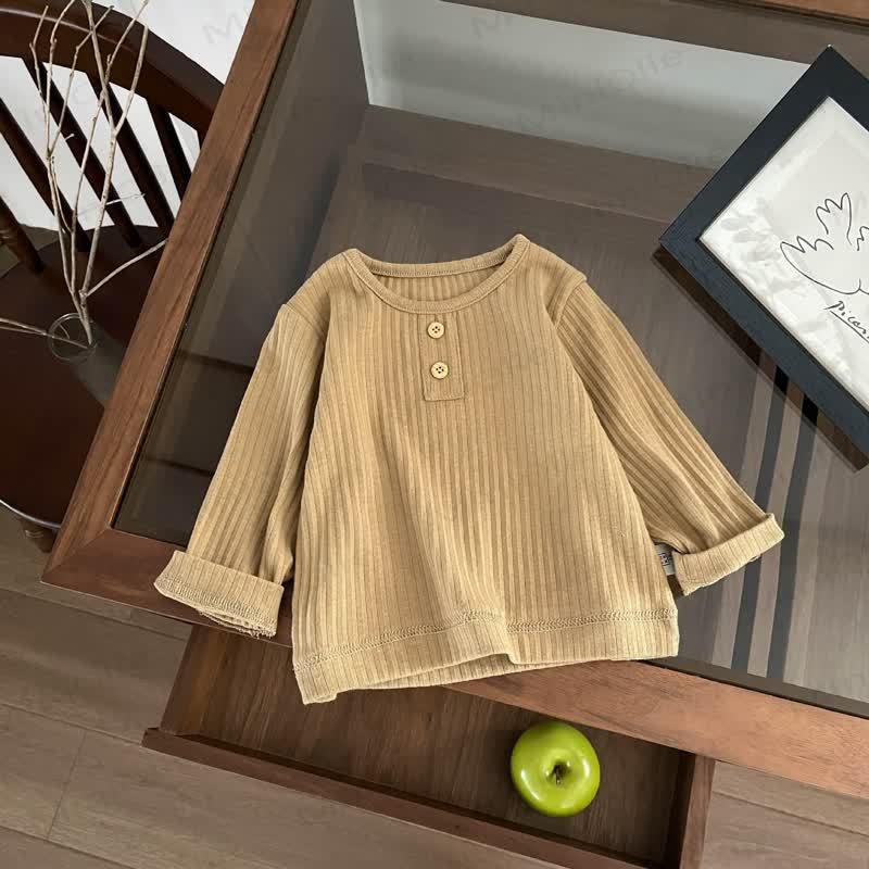 Baby Toddler Ribbed Solid Color T-Shirt - Khaki - 3-5T - image 6