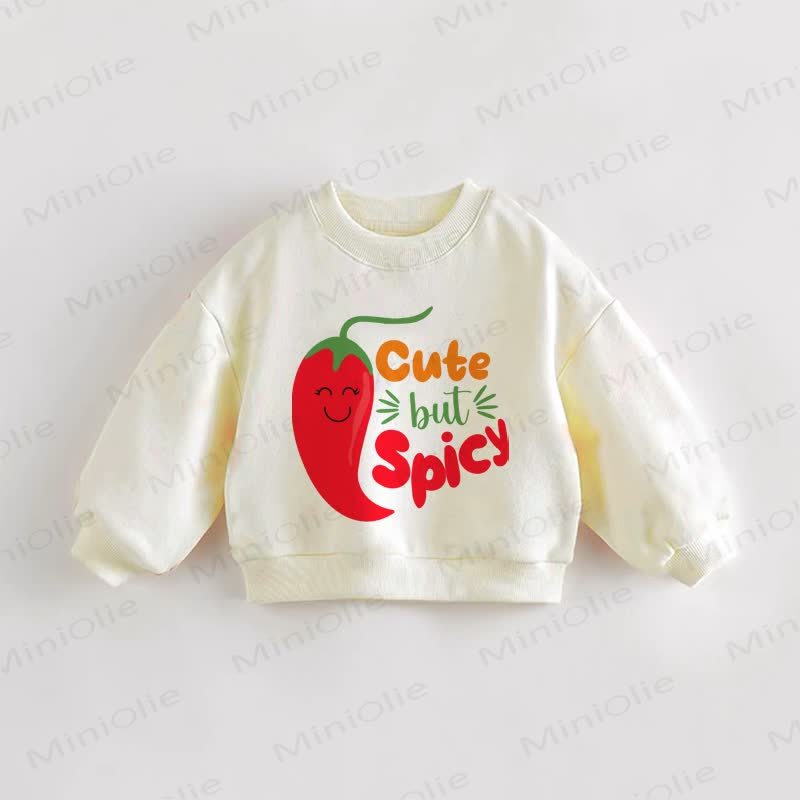 CUTE BUT SPICY Baby Toddler Chili Sweatshirt - Cream - 3-5T - image 1