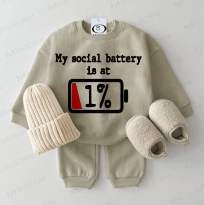 MY SOCIAL BATTERY IS AT 1% Baby 2-piece Grey Green Set - Grey Green - 2-3T - image 1