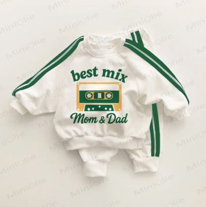 BEST MIX MOM & DAD Baby Toddler Green Striped 2-piece Set - White&Green - 3-5T - image 1