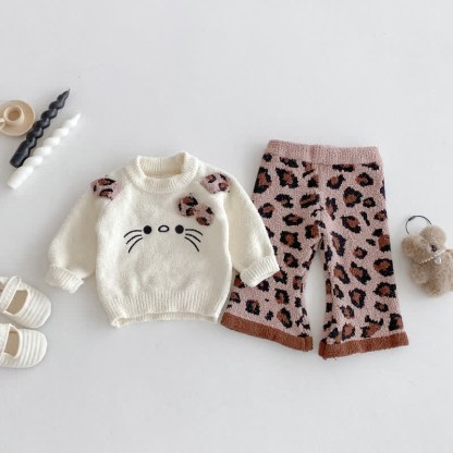 Baby Toddler Girls Leopard Cat Bow 2-piece Set - image 5