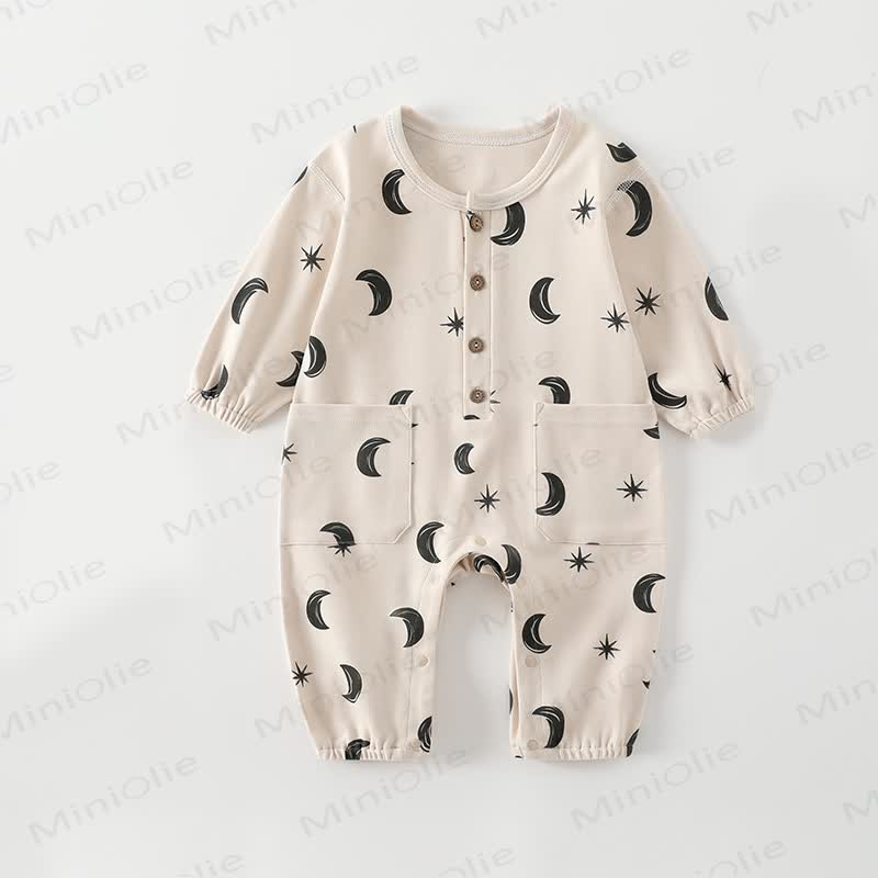 Baby Moon Dots Pajamas Romper - Beige Moon - 2-3T - image 7