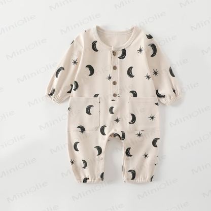 Baby Moon Dots Pajamas Romper - Beige Moon - 2-3T - image 7