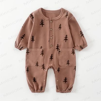Baby Moon Dots Pajamas Romper - Brown Tree - 2-3T - image 4