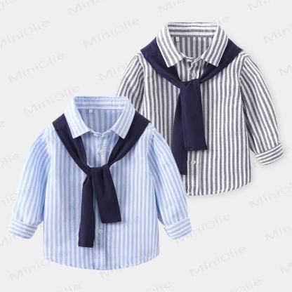 Toddler Boys Striped Shirt with Shawl - image 1