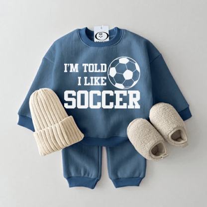 I'M TOLD I LIKE SOCCER Baby Sweatsuit 2-piece Set - Blue - 2-3T - image 1