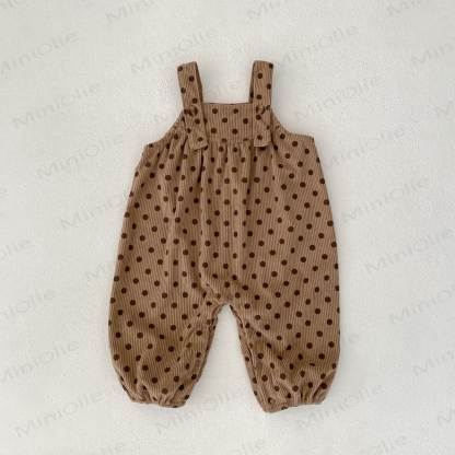 Baby Girl Polka Dot Overalls - Brown - 2-3T - image 2