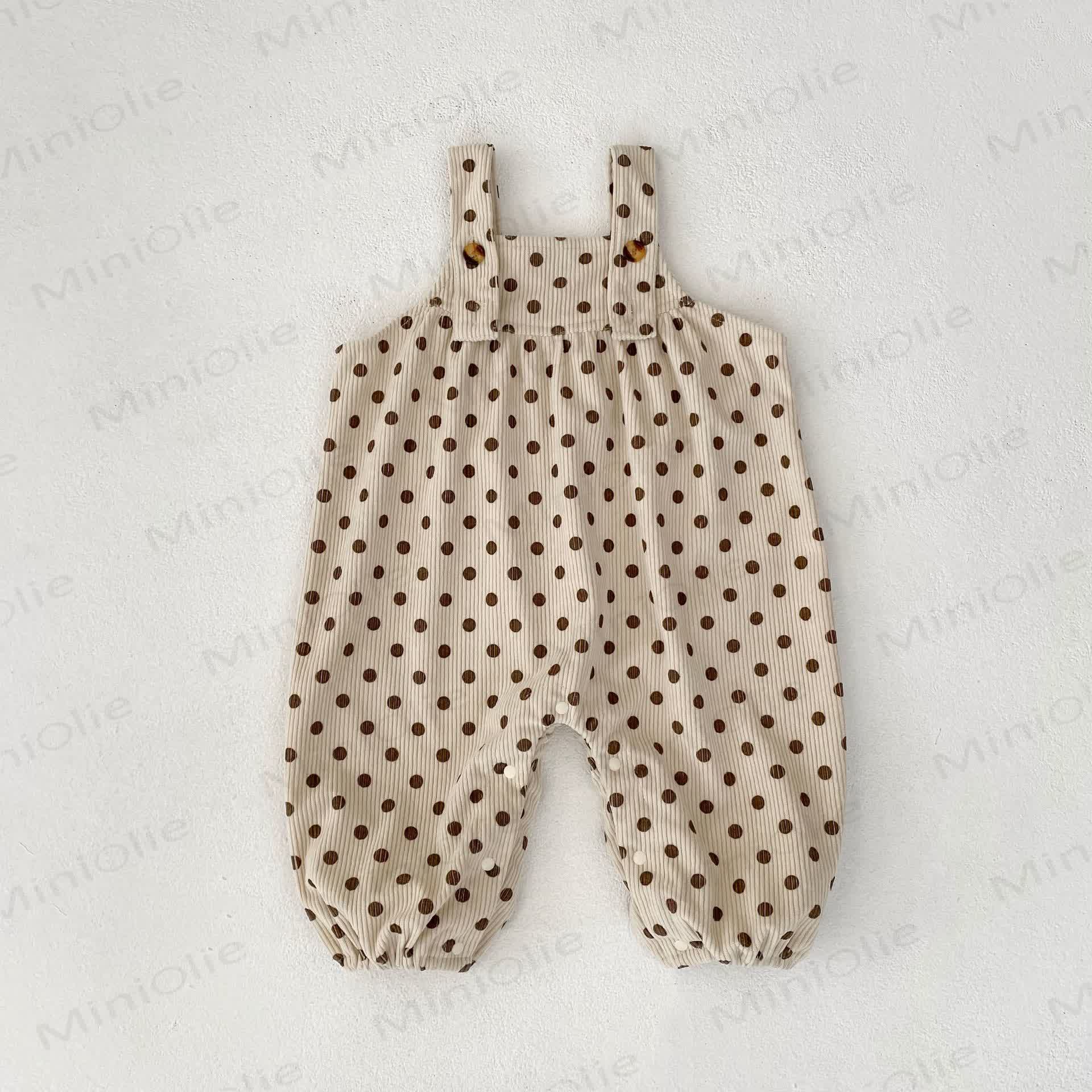 Baby Girl Polka Dot Overalls - Beige - 2-3T - image 4